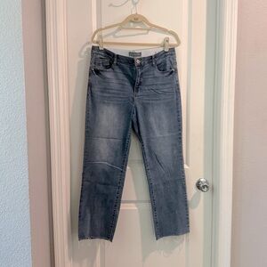Wit & Wisdom High Rise Raw Hem Straight Leg Jeans